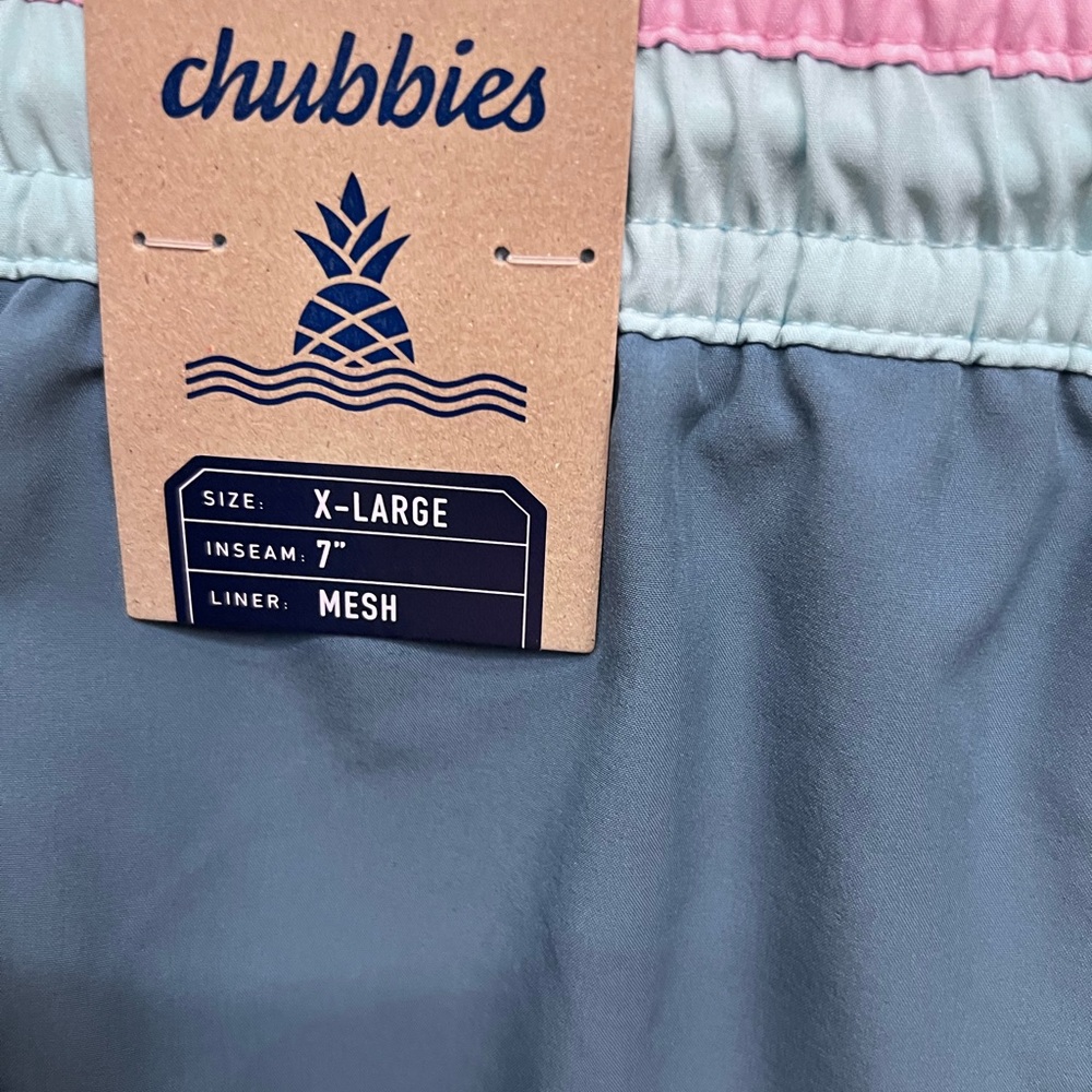 New with Tags $70 Men's CHUBBIES Sz. XL 7" Blue Swim Trunks Mesh Gravel Road